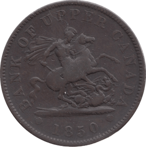 1850 PENNY TOKEN BANK OF UPPER CANADA REF 329 - Token - Cambridgeshire Coins