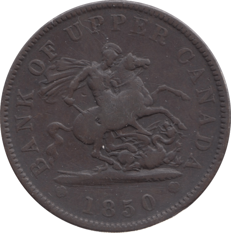 1850 PENNY TOKEN BANK OF UPPER CANADA REF 329 - Token - Cambridgeshire Coins