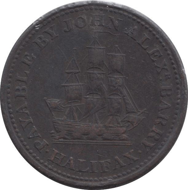 1815 HALFPENNY TOKEN HALIFAX JOHN ALEX BARRY REF 309
