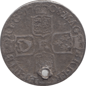 1708 SHILLING ( FINE ) HOLED