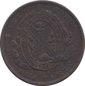 1842 PENNY TOKEN BANK OF MONTREAL REF 330 - Token - Cambridgeshire Coins
