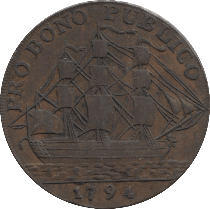 1794 HALFPENNY TOKEN PRO BONO PUBLICO REF 300