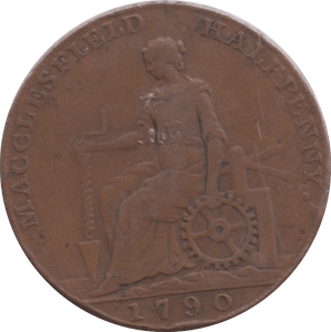 1790 HALFPENNY TOKEN MACCLESFIELD COPPER WORKS REF 318