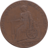 1790 HALFPENNY TOKEN MACCLESFIELD COPPER WORKS REF 318