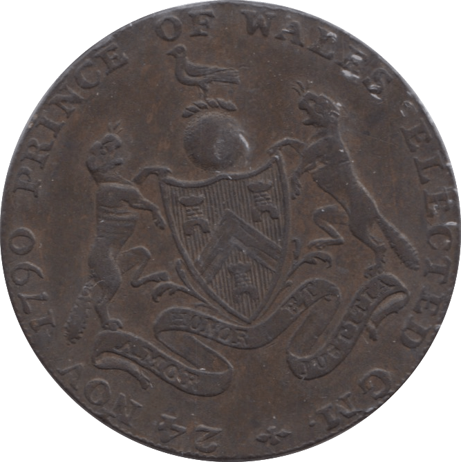 1790 HALFPENNY TOKEN PRINCE OF WALES ELECTED REF 313
