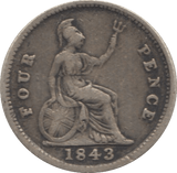 1843 FOURPENCE ( FINE ) 1 - Fourpence - Cambridgeshire Coins