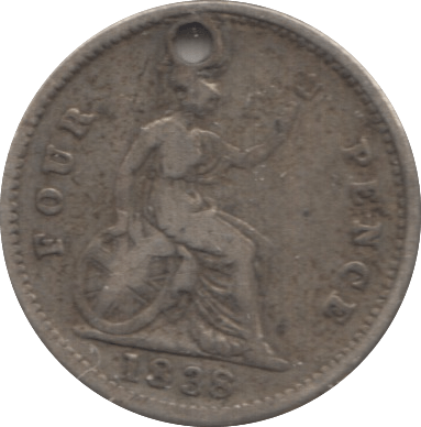 1838 FOURPENCE ( GF ) HOLED - Fourpence - Cambridgeshire Coins