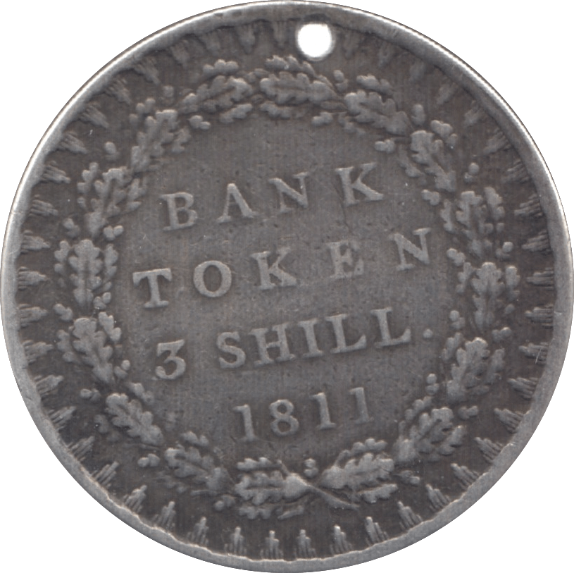 1811 SILVER 3 SHILLINGS TOKEN HOLED