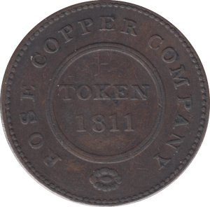 1811 HALFPENNY TOKEN BIRMINGHAM AND SWANSEA ROSE COPPER COMPANY REF 311