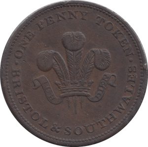 1811 PENNY TOKEN BRISTOL AND SOUTH WALES REF 327