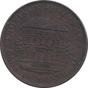 1842 PENNY TOKEN BANK OF MONTREAL REF 330 - Token - Cambridgeshire Coins
