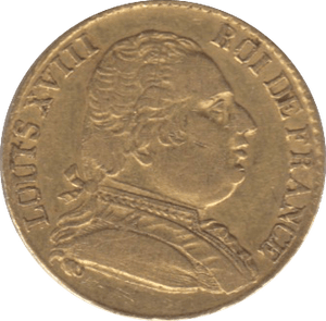 1815 GOLD FRANCE 20 FRANCS KING LOUIS XVIII LONDON MINT