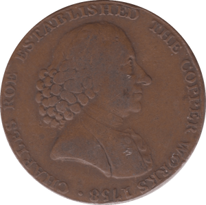 1790 HALFPENNY TOKEN MACCLESFIELD COPPER WORKS REF 318