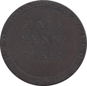 1831 HALFPENNY TOKEN PRO BONO PUBLICO ISLE OF MAN REF 308 - Token - Cambridgeshire Coins