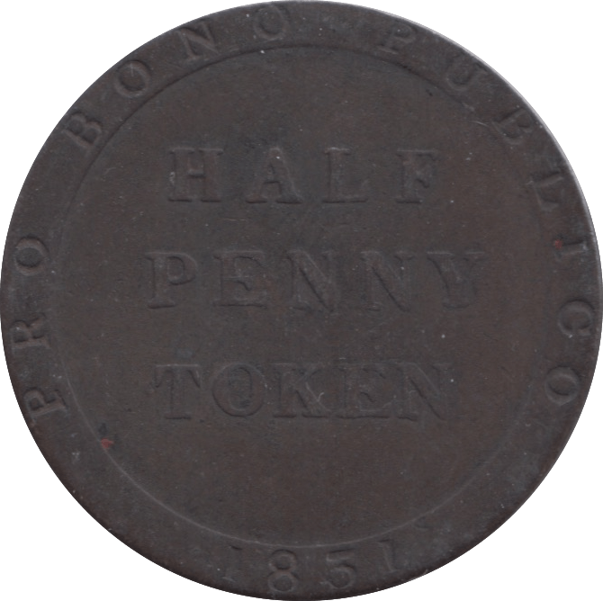1831 HALFPENNY TOKEN PRO BONO PUBLICO ISLE OF MAN REF 308 - Token - Cambridgeshire Coins