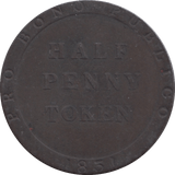 1831 HALFPENNY TOKEN PRO BONO PUBLICO ISLE OF MAN REF 308 - Token - Cambridgeshire Coins