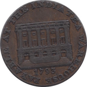 1793 HALFPENNY TOKEN WINE STREET REF A8