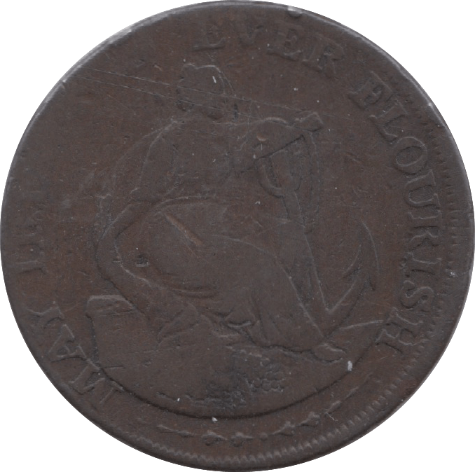 1795 HALFPENNY TOKEN DUBLIN FEMALE WITH ANCHOR STOVE DH352B ( REF 196 )