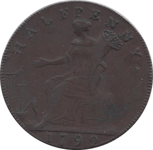 1792 HALFPENNY TOKEN MIDDLESEX SHAKESPERE FEMALE MILLED DH928 ( REF 123 )