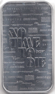 1 OZ SILVER BAR 999.9 FINE SILVER JAMES BOND NO TIME TO DIE THE ROYAL MINT LIMITED EDITION SEALED