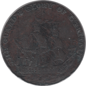 1794 GUARD AND GLORY HALFPENNY TOKEN KENT