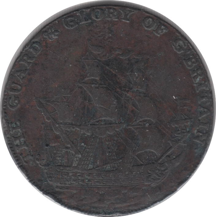 1794 GUARD AND GLORY HALFPENNY TOKEN KENT