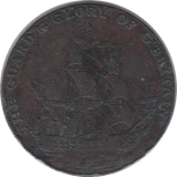 1794 GUARD AND GLORY HALFPENNY TOKEN KENT