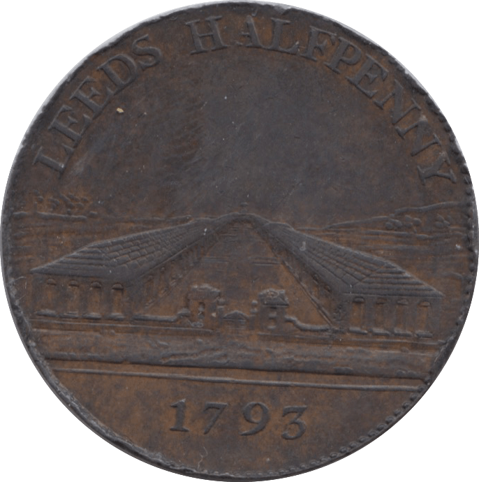 1793 HALFPENNY TOKEN YORKSHIRE BISHOP BLAZE LEEDS WOOL MANUFACTORY DH41 ( REF 182 )