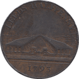 1793 HALFPENNY TOKEN YORKSHIRE BISHOP BLAZE LEEDS WOOL MANUFACTORY DH41 ( REF 182 )