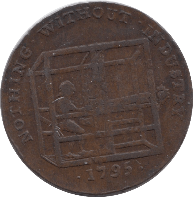 1795 HALFPENNY TOKEN DUBLIN MAN IN LOOM SHIELD CROWNED DH15 ( REF 197 )