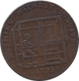 1795 HALFPENNY TOKEN DUBLIN MAN IN LOOM SHIELD CROWNED DH15 ( REF 197 )