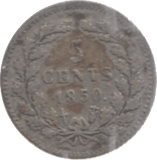 1850 5 CENTS - SILVER WORLD COINS - Cambridgeshire Coins