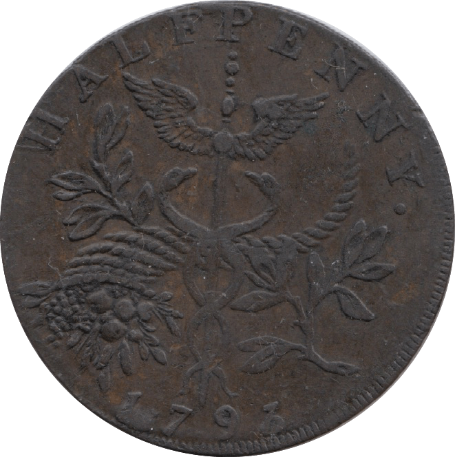 1793 Sir Isaac Newton Half Penny Token