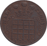 1795 Princess Of Wales Half Penny Token
