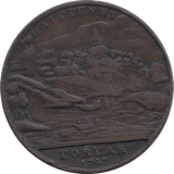 1797 HALFPENNY TOKEN ANGUSHIRE VIEW OF FORFAR CASTLE DH23 ( REF 249 )