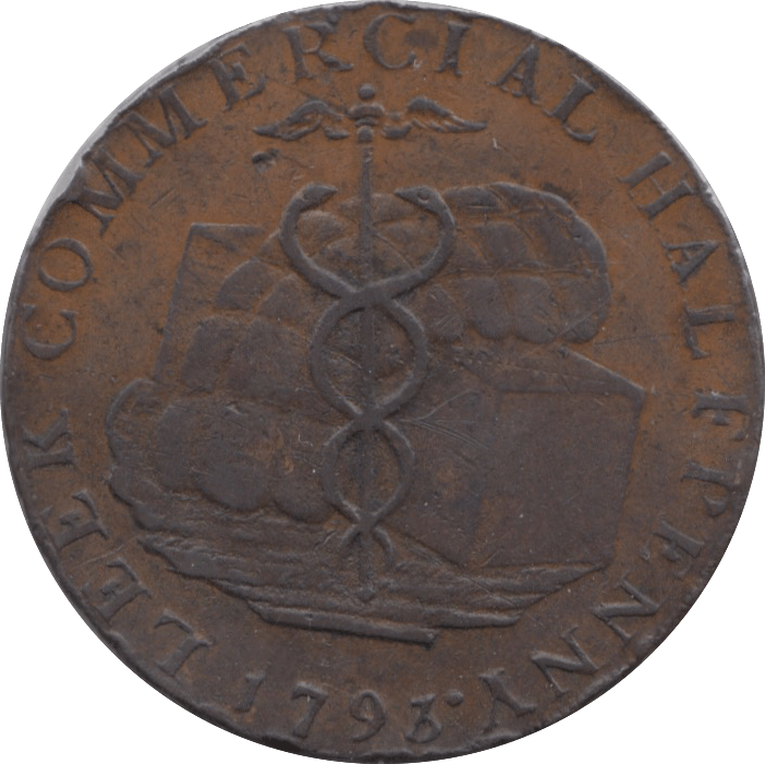 1793 HALFPENNY TOKEN SUSSEX ICH DIEN CREST BRIGHTON CAMP DH2 ( VF ) ( REF 147 )
