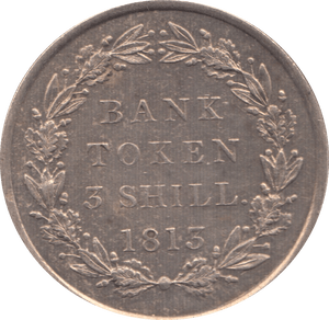 1813 SILVER BANK TOKEN THREE SHILLING ( EF )