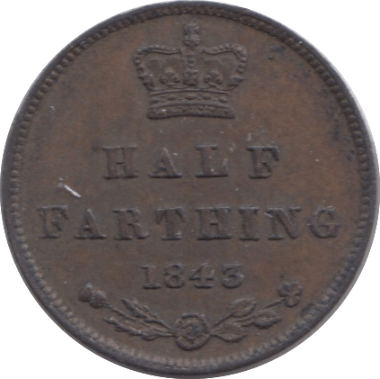 1843 HALF FARTHING ( AUNC ) 9 - Half Farthing - Cambridgeshire Coins