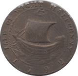 1792 HALFPENNY TOKEN HAMPSHIRE ROBERT WILKINS ANTIQUE SHIP DH46 ( VF ) ( REF 227 )