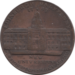 1797 HALFPENNY TOKEN LOTHIAN GARDNER WITH SPADE AND SHRUB NEW UNIVERSITY EDINBURGH DH7 ( VF ) ( REF 241 )