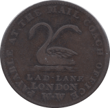 1830 MAIL COACH LAD LANE LONDON TOKEN ( REF 289 ) - Token - Cambridgeshire Coins