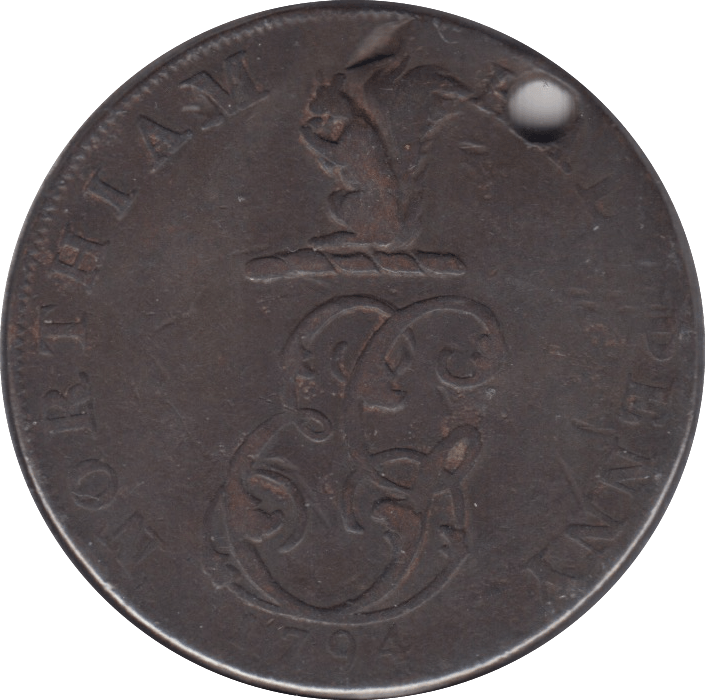 1794 HALF PENNY TOKEN NORTHIAM ( HOLED )