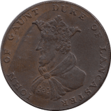 1792 John Duke Of Lancaster Halfpenny Token