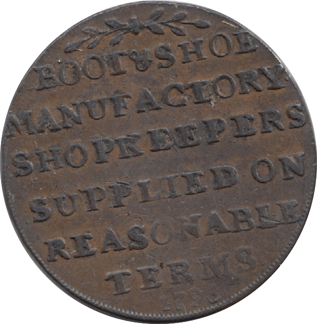 1790 BOOT AND SHOE MANUFACTORY HALFPENNY TOKEN