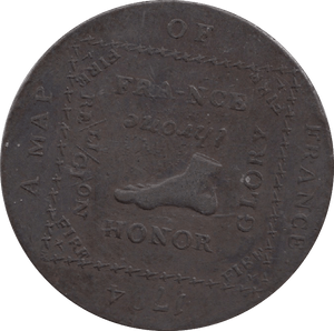 1794 A Map Of France Half Penny Token