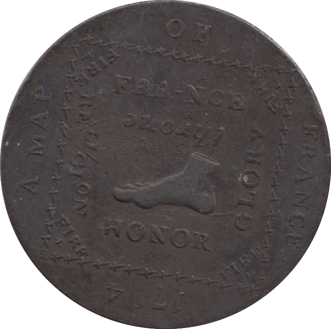 1794 A Map Of France Half Penny Token