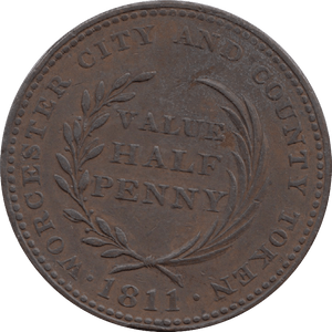 1811 Worcester City And County Halfpenny Token