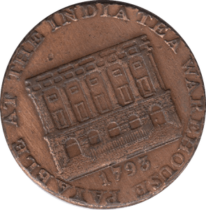 1793 Bristol India Tea Warehouse Halfpenny Token