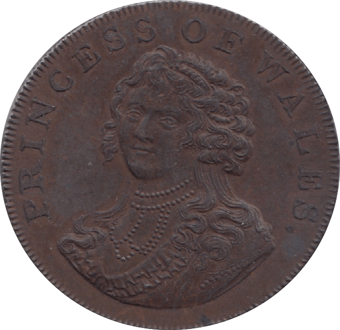 1795 Princess Of Wales Half Penny Token