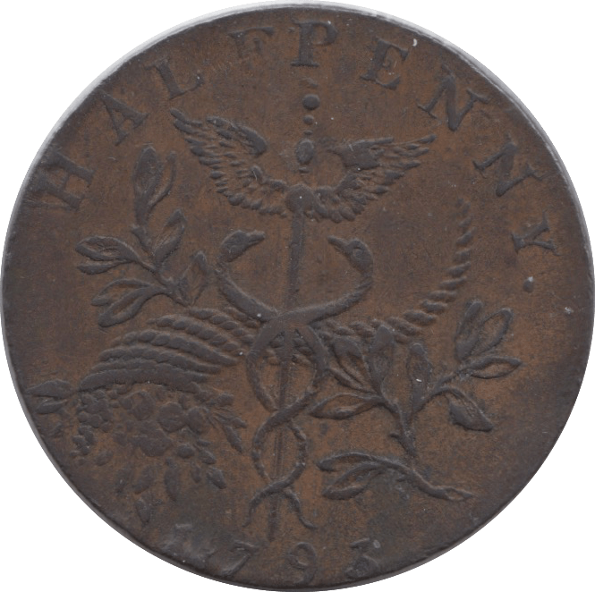 1793 HALFPENNY TOKEN MIDDLESEX SIR ISAAC NEWTON ENGRAILED DH1034 ( VF ) ( REF 115 )